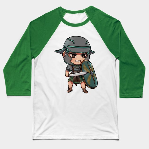 Cute Green Roman Empire Legionary - Soldier Warrior History Baseball T-Shirt by Holymayo Tee